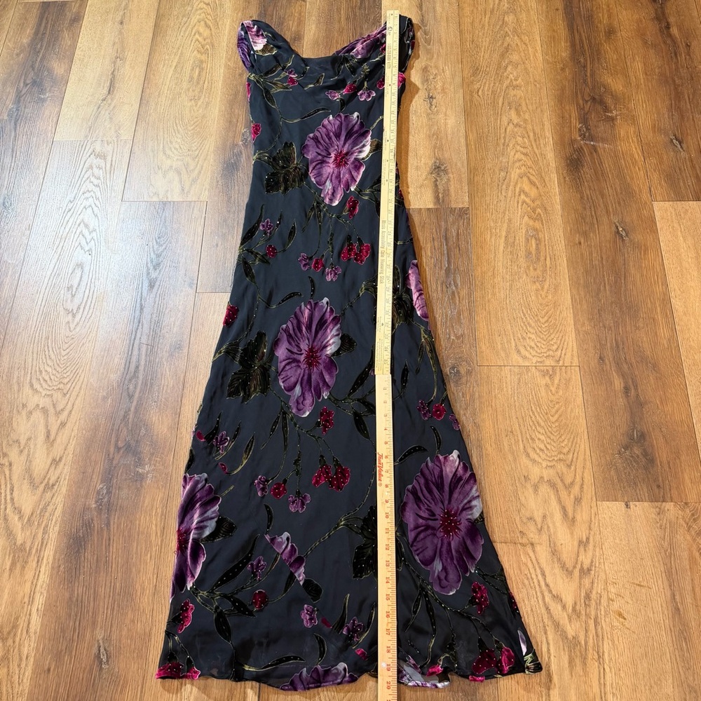 Vintage Y2K Silk Beaded Dress Velvet Burnout Dress Floral Vintage Beaded Dress - Picture 11 of 11